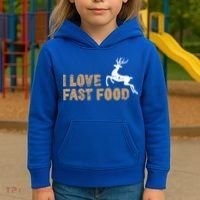 I Love Fast Food Hunting Deer Hunting Gift Kids Hoodie thumb 3
