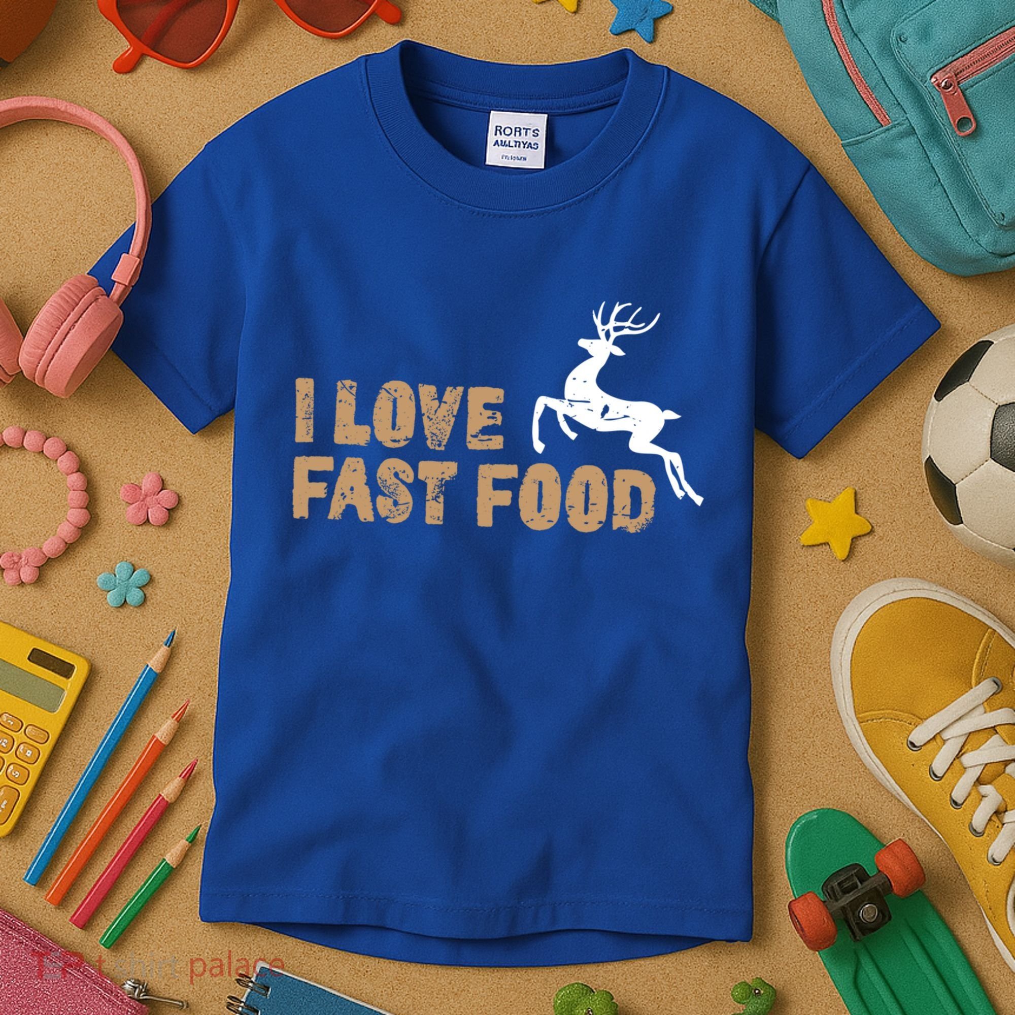 I Love Fast Food Hunting Deer Hunting Gift Kids T-Shirt