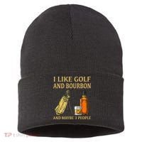 I Like Golf And Bourbon And Maybe 3 People Sustainable Knit Beanie thumb 0