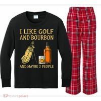 I Like Golf And Bourbon And Maybe 3 People Kids Long Sleeve Plaid Pajama Set thumb 0