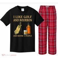 I Like Golf And Bourbon And Maybe 3 People Kids Plaid Pajama Set thumb 0