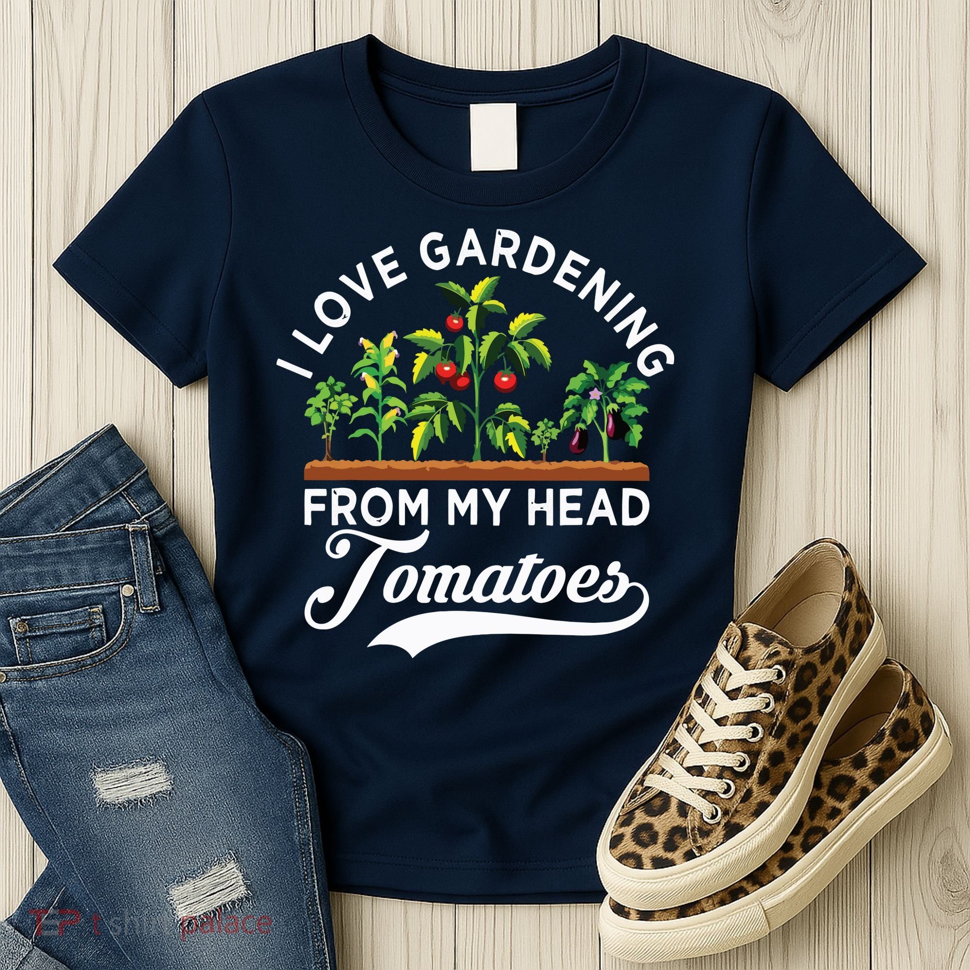 I Love Gardening From My Head Tomatoes Funny Gardener Women's T-Shirt