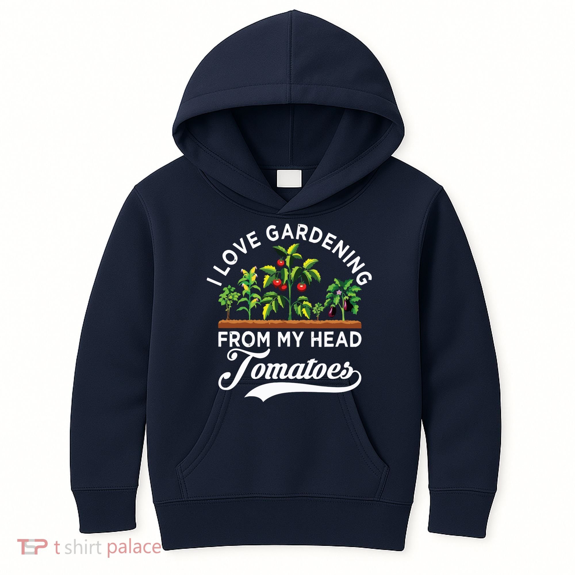 I Love Gardening From My Head Tomatoes Funny Gardener Kids Hoodie