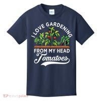 I Love Gardening From My Head Tomatoes Funny Gardener Kids T-Shirt thumb 0