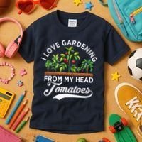 I Love Gardening From My Head Tomatoes Funny Gardener Kids T-Shirt thumb 3