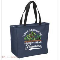 I Love Gardening From My Head Tomatoes Funny Gardener Tote Bag thumb 2