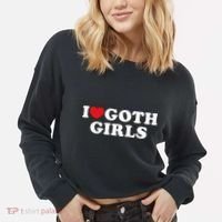 I Love Goth Girl Cropped Pullover Crew thumb 2
