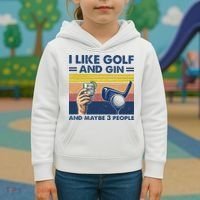 I Like Golf And Gin And Maybe 3 People Kids Hoodie thumb 3