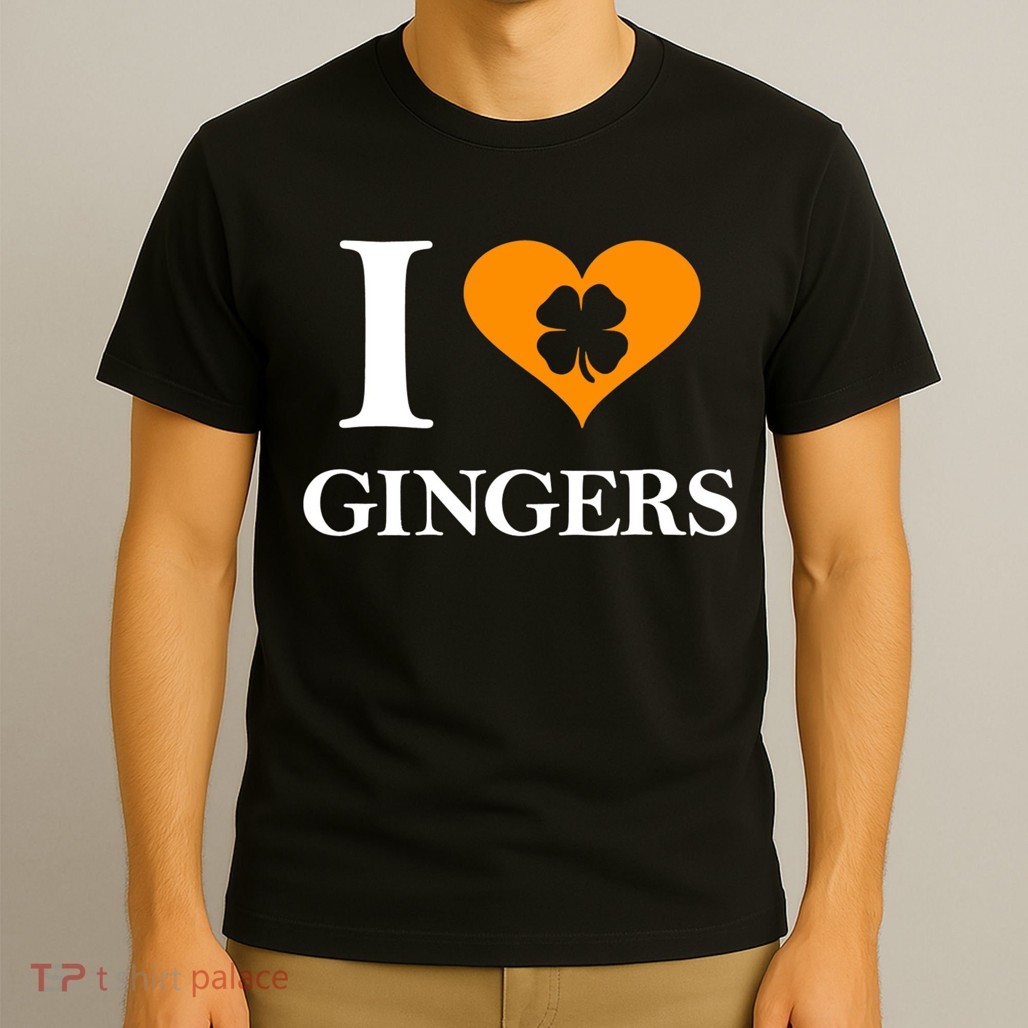 I Love Gingers Heart Shamrock Redhead Lover Shirt T-Shirt