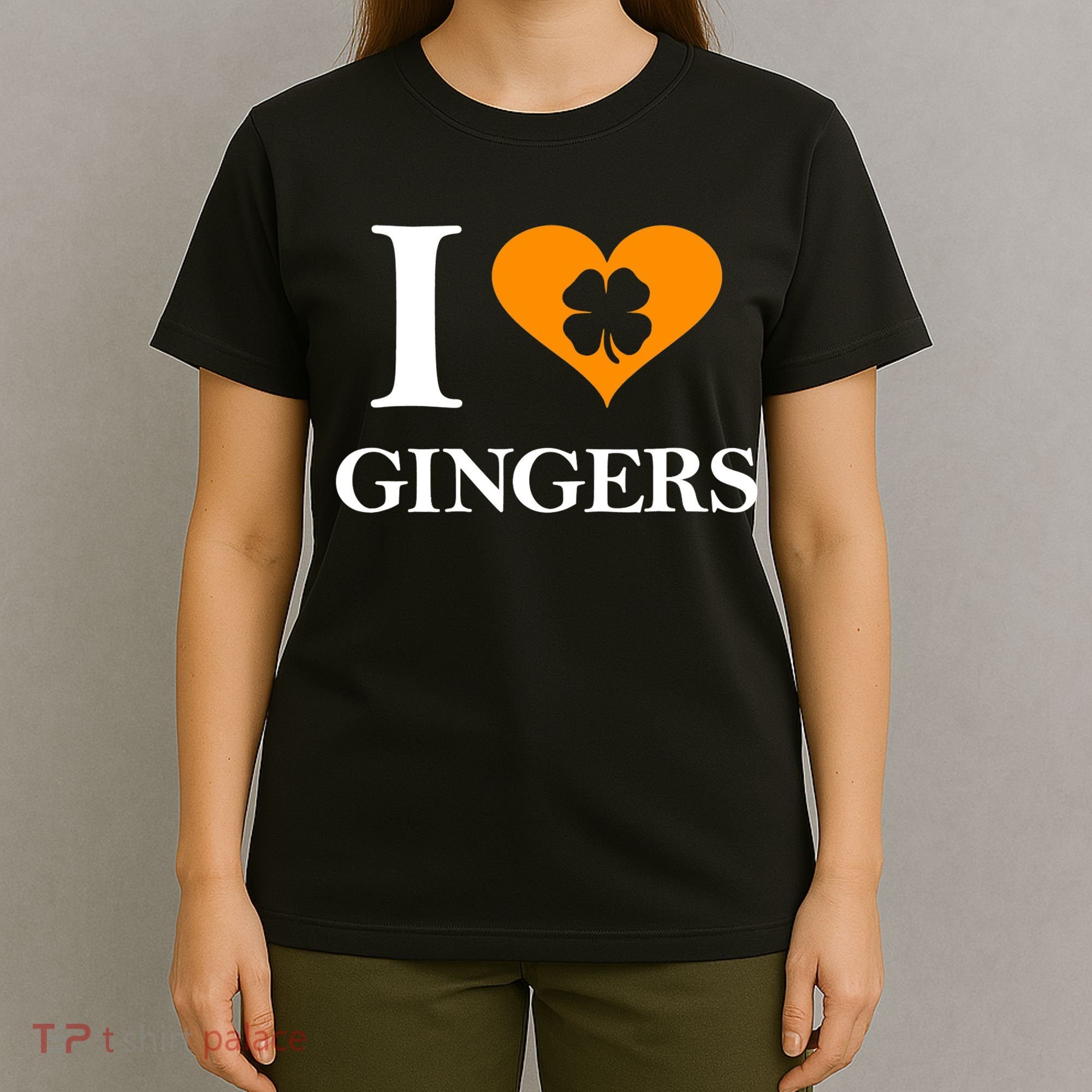 I Love Gingers Heart Shamrock Redhead Lover Shirt T-Shirt