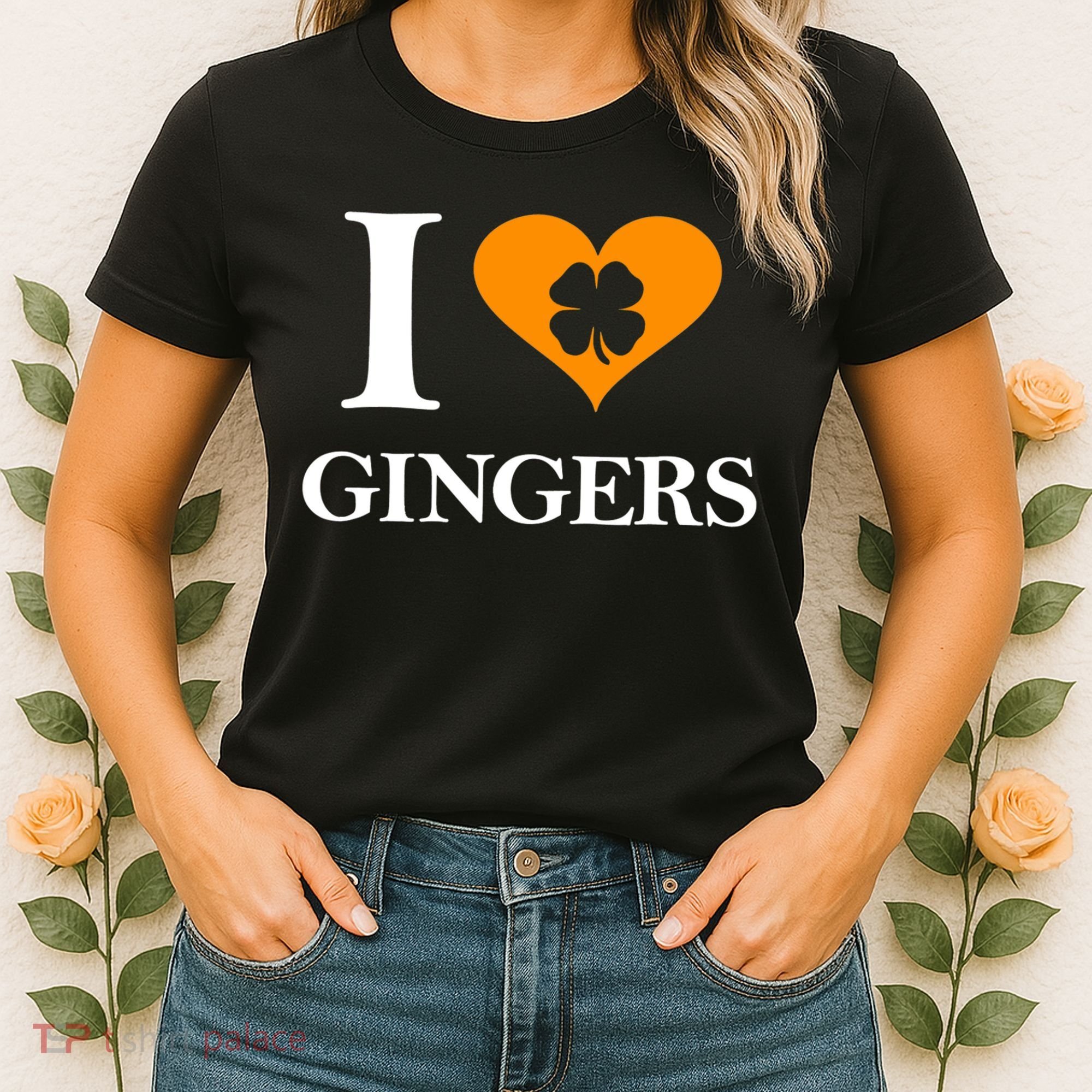 I Love Gingers Heart Shamrock Redhead Lover Shirt Women's T-Shirt