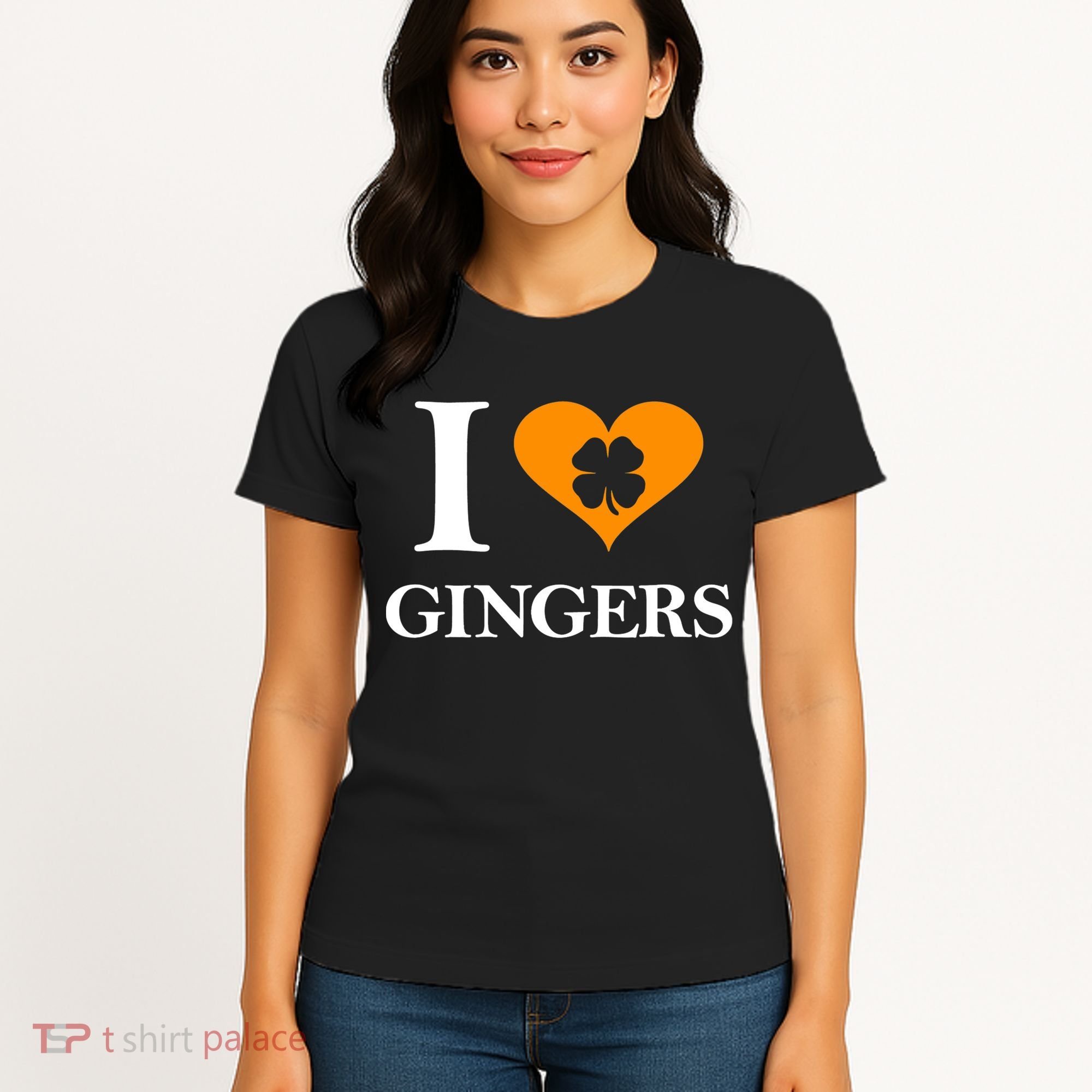 I Love Gingers Heart Shamrock Redhead Lover Shirt Women's T-Shirt