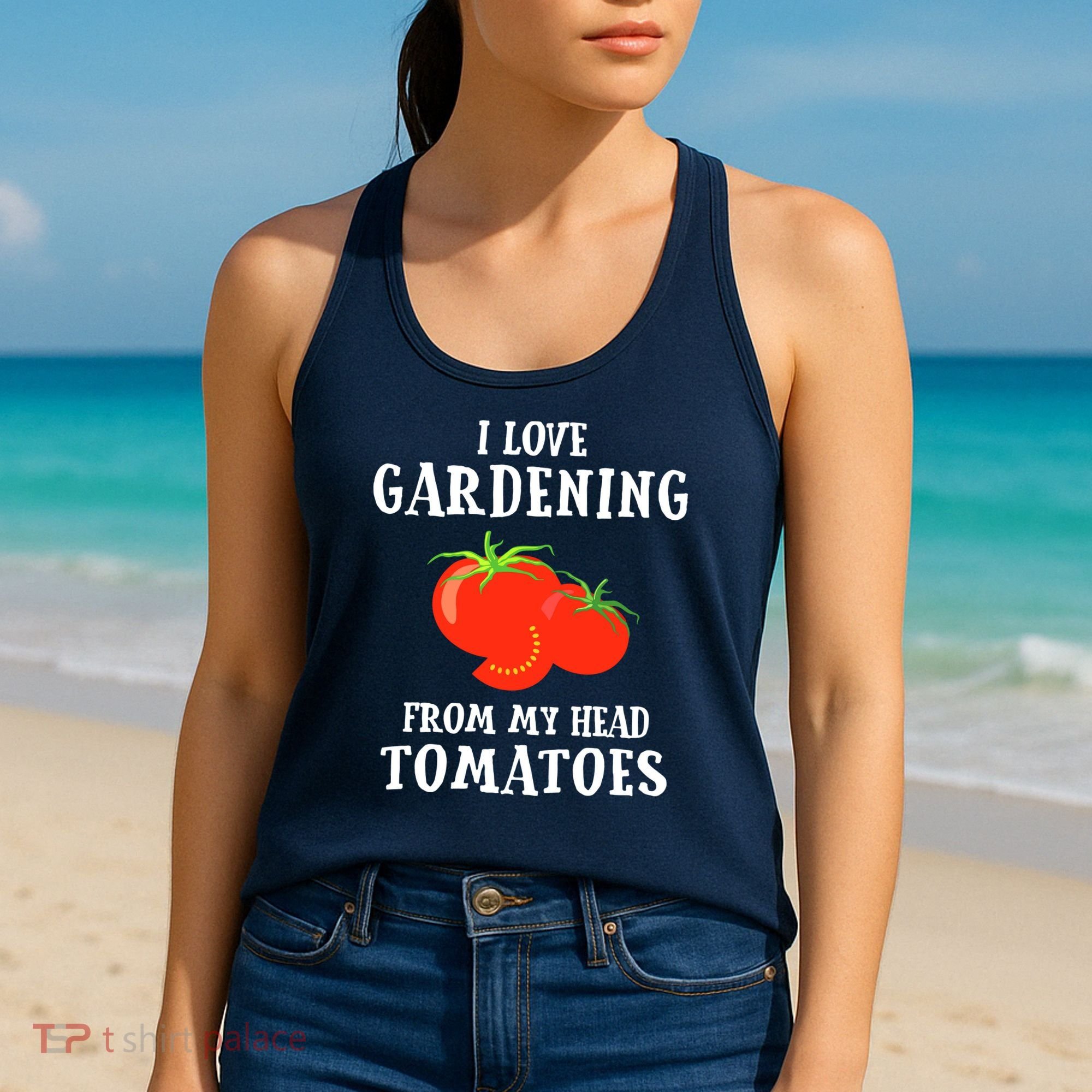 I Love Gardening From My Head Tomatoes Funny Gardener Tee Women's Tank Top