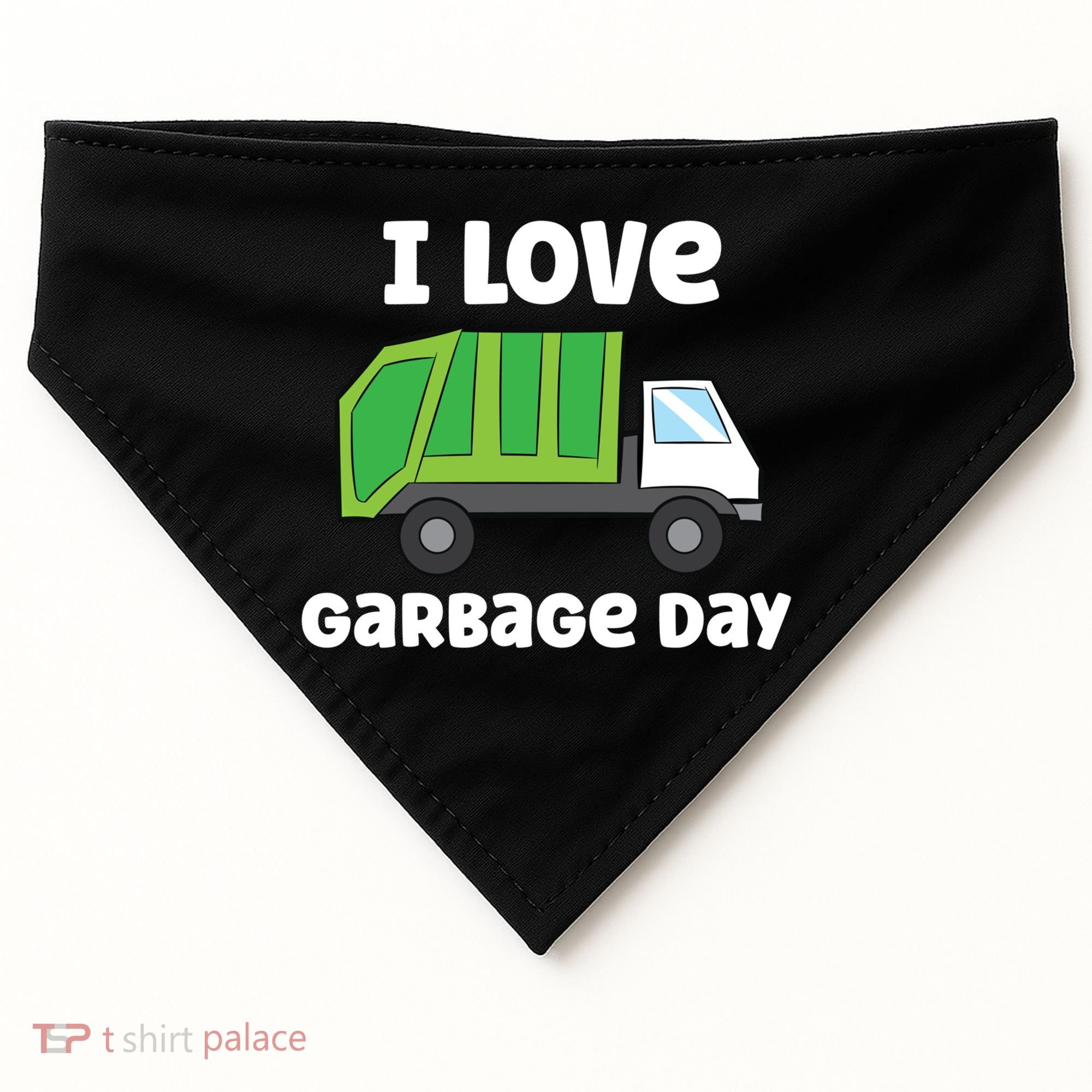 I Love Garbage Day Garbage Truck Gift USA-Made Doggie Bandana