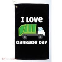 I Love Garbage Day Garbage Truck Gift Golf Towel thumb 0
