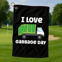 I Love Garbage Day Garbage Truck Gift Golf Towel thumb 1
