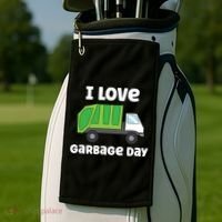 I Love Garbage Day Garbage Truck Gift Golf Towel thumb 2