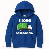 I Love Garbage Day Garbage Truck Gift Kids Hoodie thumb 0