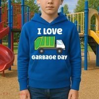 I Love Garbage Day Garbage Truck Gift Kids Hoodie thumb 2