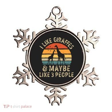 I Like Giraffes And Maybe 3 People Funny Giraffe Lover Retro Ornament