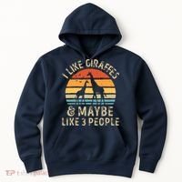 I Like Giraffes And Maybe 3 People Funny Giraffe Lover Retro Hoodie thumb 0