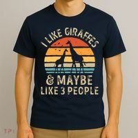I Like Giraffes And Maybe 3 People Funny Giraffe Lover Retro T-Shirt thumb 3