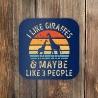 I Like Giraffes And Maybe 3 People Funny Giraffe Lover Retro Coaster thumb 0