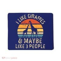 I Like Giraffes And Maybe 3 People Funny Giraffe Lover Retro Mousepad thumb 0