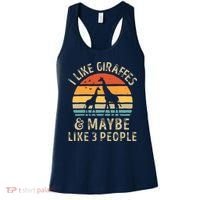 I Like Giraffes And Maybe 3 People Funny Giraffe Lover Retro Women's Tank Top thumb 0