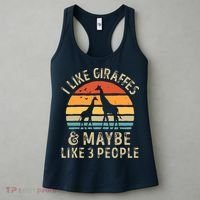 I Like Giraffes And Maybe 3 People Funny Giraffe Lover Retro Women's Tank Top thumb 3