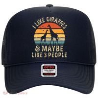 I Like Giraffes And Maybe 3 People Funny Giraffe Lover Retro Hat thumb 0