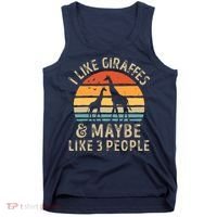 I Like Giraffes And Maybe 3 People Funny Giraffe Lover Retro Tank Top thumb 0