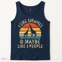 I Like Giraffes And Maybe 3 People Funny Giraffe Lover Retro Tank Top thumb 2