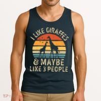 I Like Giraffes And Maybe 3 People Funny Giraffe Lover Retro Tank Top thumb 3