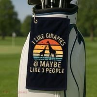 I Like Giraffes And Maybe 3 People Funny Giraffe Lover Retro Golf Towel thumb 2