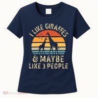 I Like Giraffes And Maybe 3 People Funny Giraffe Lover Retro Women's T-Shirt thumb 0