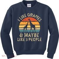 I Like Giraffes And Maybe 3 People Funny Giraffe Lover Retro Kids Sweatshirt thumb 0