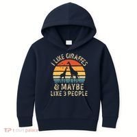 I Like Giraffes And Maybe 3 People Funny Giraffe Lover Retro Kids Hoodie thumb 0
