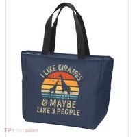 I Like Giraffes And Maybe 3 People Funny Giraffe Lover Retro Tote Bag thumb 3