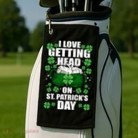 I Love Getting Head On St Patrick's Day Funny Holiday Golf Towel thumb 2