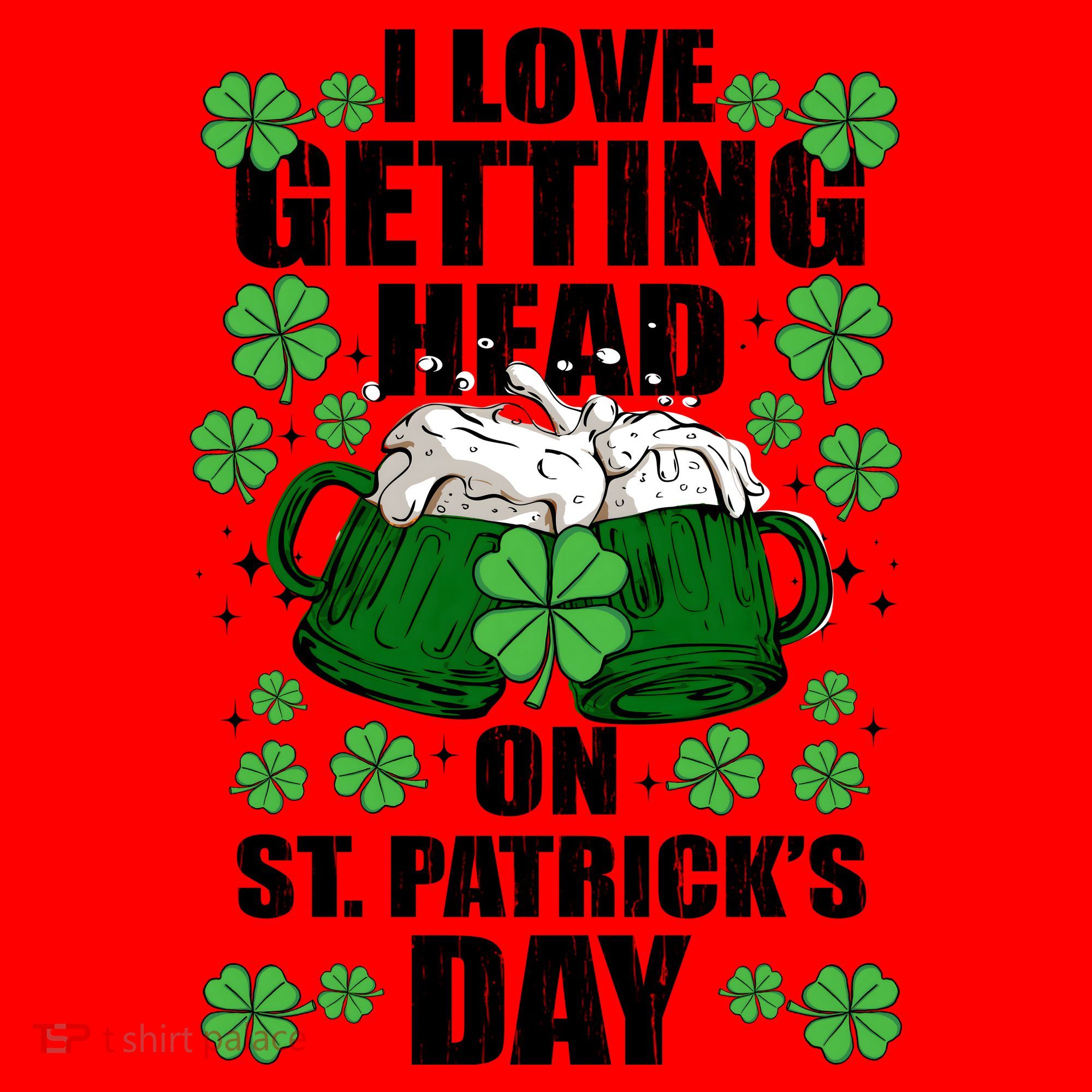 I Love Getting Head On St Patrick's Day Funny Holiday Santa Hat