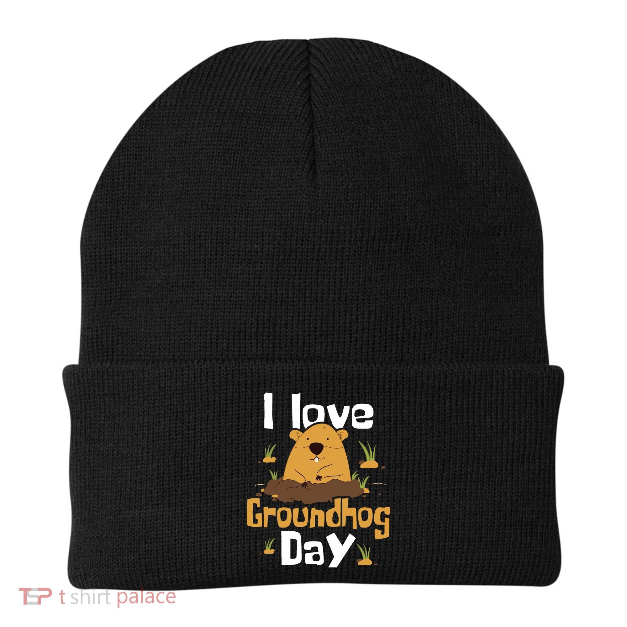 I Love Groundhog Day Funny Woodchuck Groundhog Day Beanie