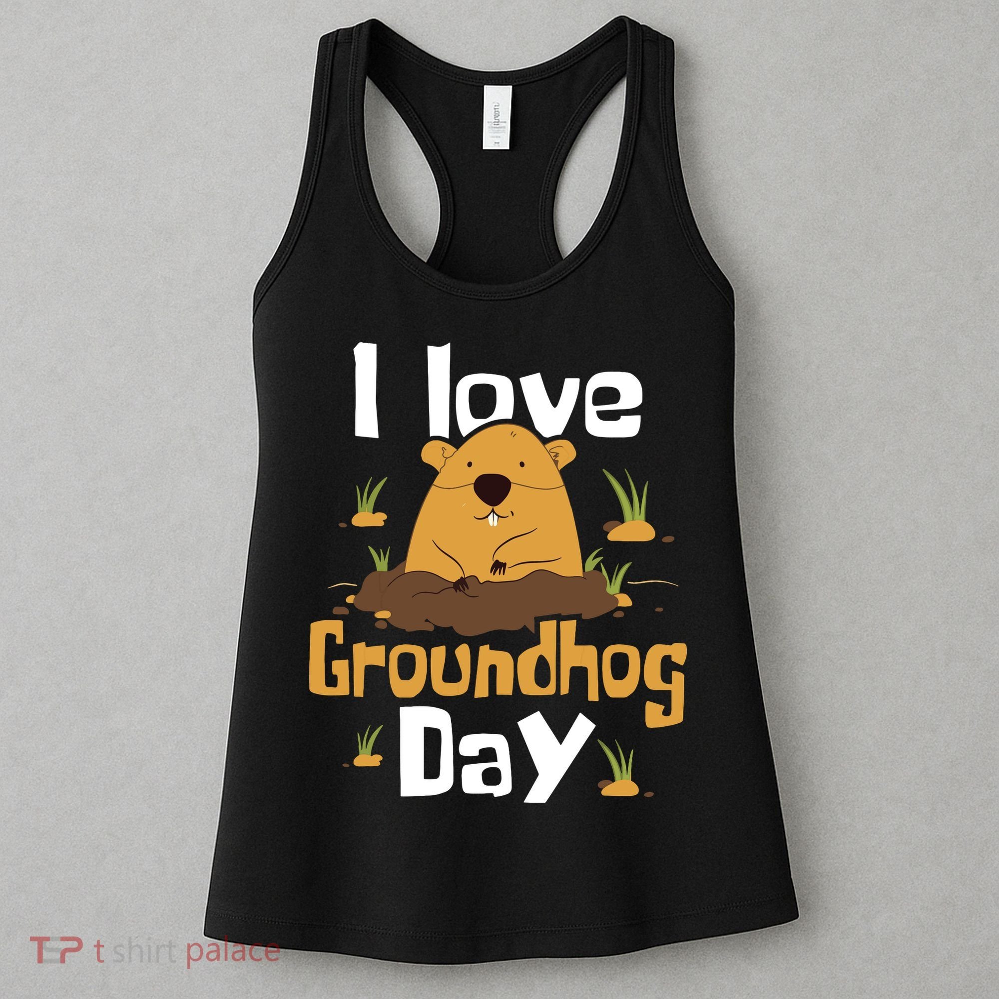 I Love Groundhog Day Funny Woodchuck Groundhog Day Women's Tank Top