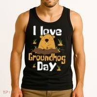 I Love Groundhog Day Funny Woodchuck Groundhog Day Tank Top thumb 3