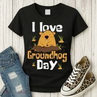 I Love Groundhog Day Funny Woodchuck Groundhog Day Women's T-Shirt thumb 3