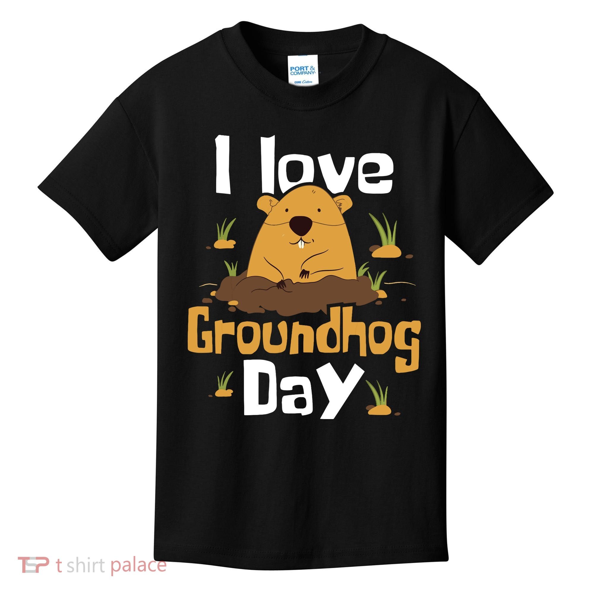 I Love Groundhog Day Funny Woodchuck Groundhog Day Kids T-Shirt
