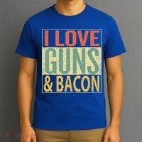 I Love Guns And Bacon Funny Gun Lover Gift T-Shirt thumb 3