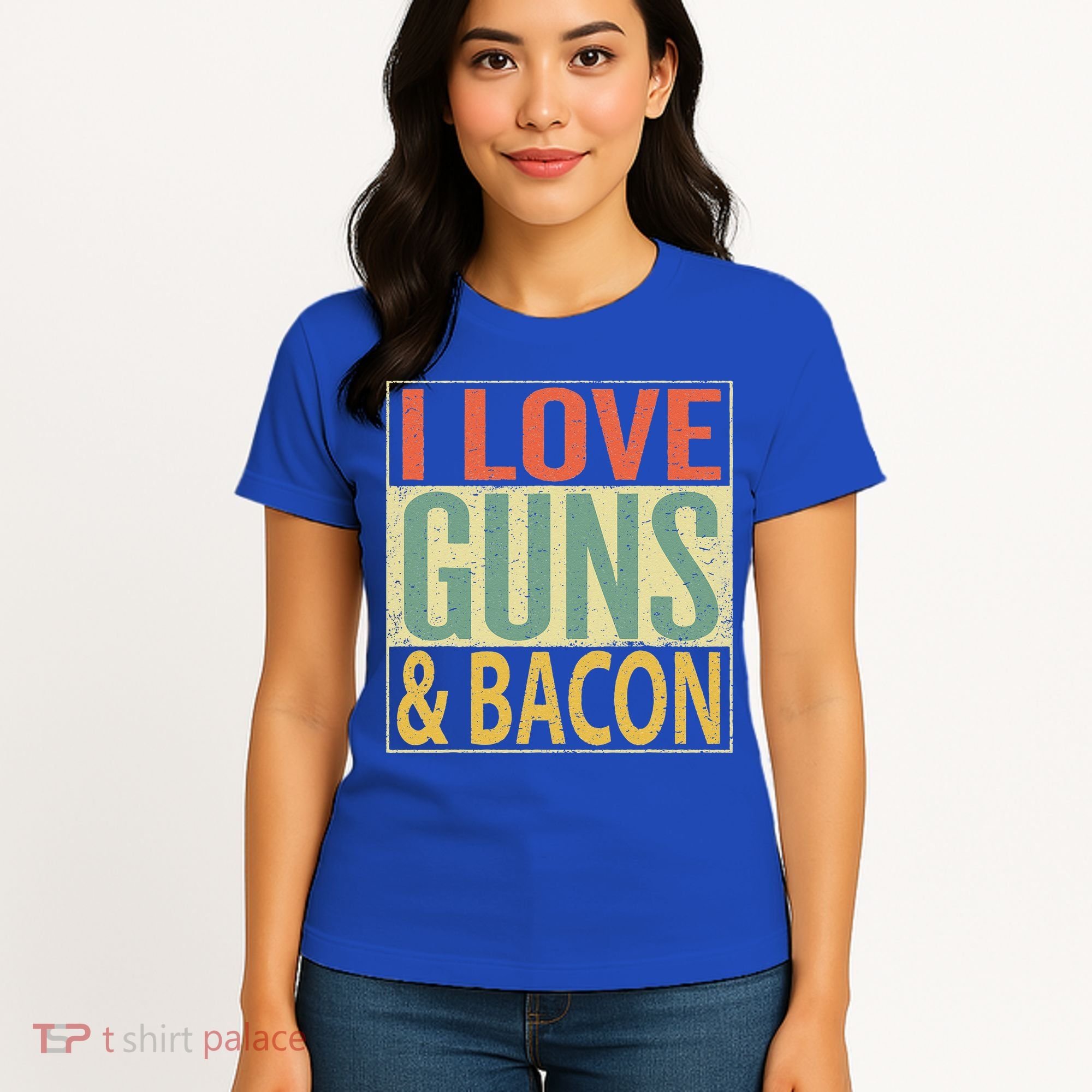 I Love Guns And Bacon Funny Gun Lover Gift Women's T-Shirt