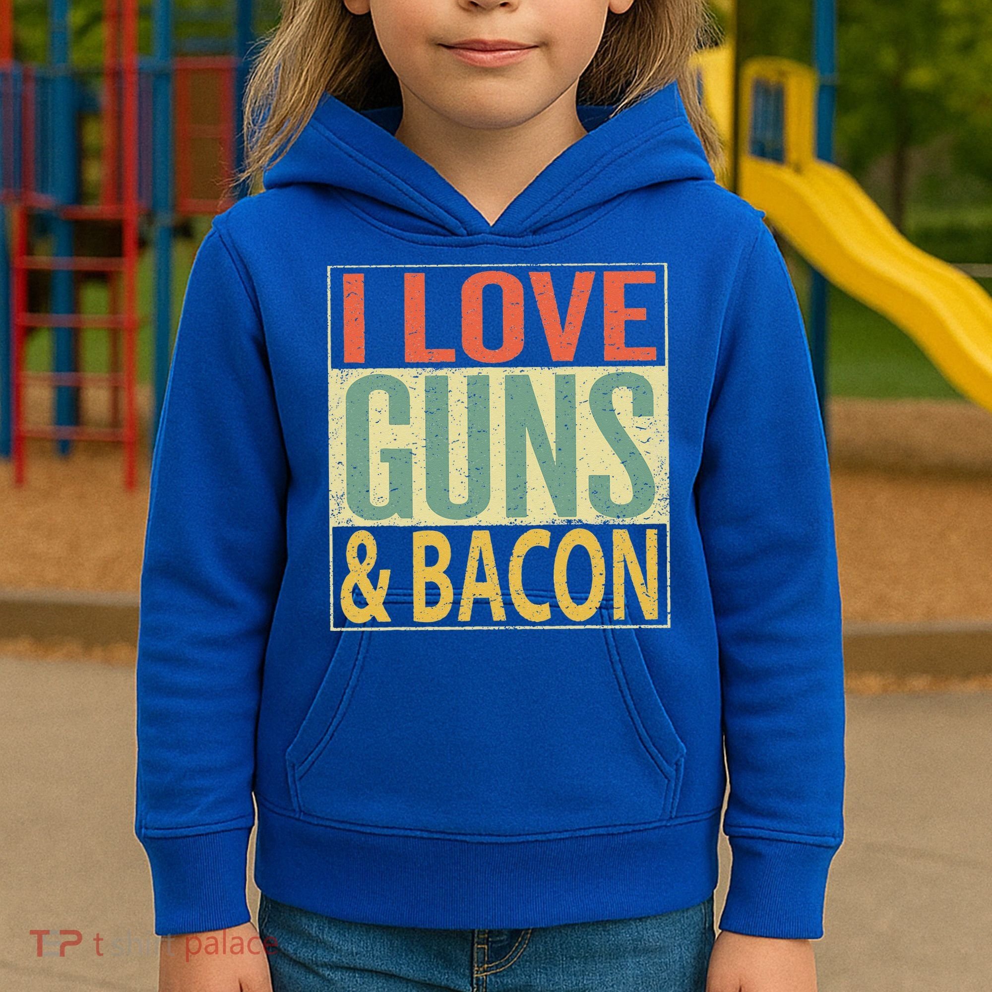 I Love Guns And Bacon Funny Gun Lover Gift Kids Hoodie