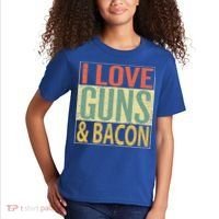 I Love Guns And Bacon Funny Gun Lover Gift Kids T-Shirt thumb 2